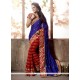 Blissful Blue And Red Embroidered Work Designer Half N Half Saree