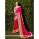 Aesthetic Diamond Work Hot Pink And Red Shaded Saree