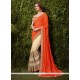 Lavish Beige And Orange Net Half N Half Saree