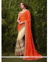 Lavish Beige And Orange Net Half N Half Saree