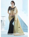 Winsome Beige And Black Designer Half N Half Saree