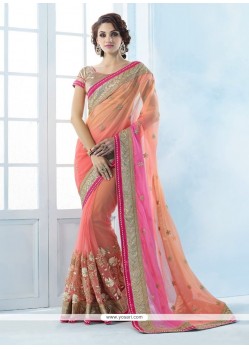 Specialised Peach And Pink Shaded Saree