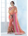 Specialised Peach And Pink Shaded Saree