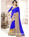 Dashing Faux Georgette Lace Work Classic Designer Saree