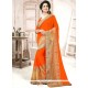 Orange Lace Work Faux Georgette Designer Saree