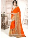 Orange Lace Work Faux Georgette Designer Saree