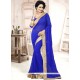 Blue Patch Border Work Faux Georgette Classic Saree