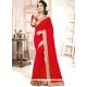 Ethnic Faux Georgette Red Patch Border Work Saree