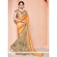 Mystical Beige And Orange Viscose Half N Half Designer Saree