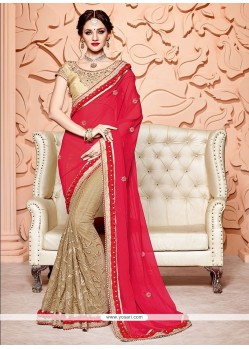 Impeccable Fancy Fabric Designer Half N Half Saree