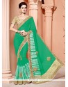 Snazzy Green Embroidered Work Bamber Georgette Classic Designer Saree