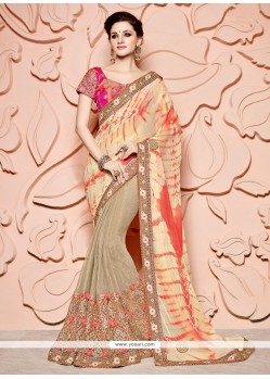 Glowing Lace Work Viscose Designer Half N Half Saree