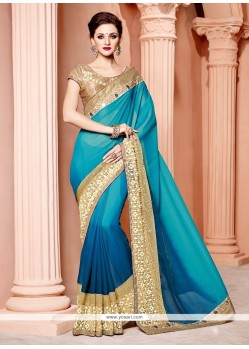 Lace Art Silk Designer Traditional Saree In Blue