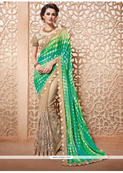 Fab Viscose Embroidered Work Designer Half N Half Saree