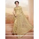 Intricate Net Beige Lace Work Classic Designer Saree