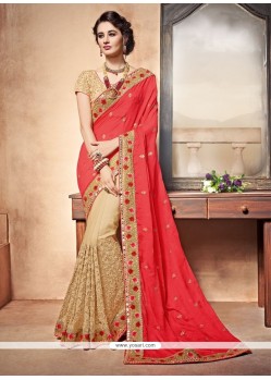 Staring Faux Chiffon Designer Half N Half Saree