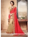 Staring Faux Chiffon Designer Half N Half Saree