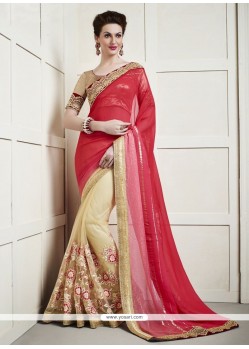 Innovative Viscose Hand Work Work Designer Half N Half Saree