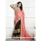 Pleasance Brown And Peach Half N Half Designer Saree