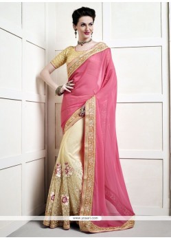 Prominent Net Resham Work Designer Half N Half Saree