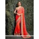 Sightly Orange And Red Patch Border Work Art Silk Shaded Saree