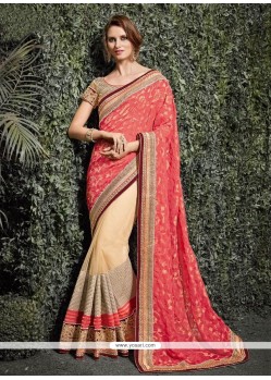 Sensational Banarasi Silk Embroidered Work Half N Half Saree