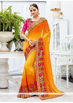 Magnetize Embroidered Work Shaded Saree