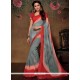 Mod Faux Georgette Grey Print Work Printed Saree