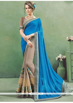 Voguish Blue Designer Half N Half Saree