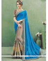 Voguish Blue Designer Half N Half Saree