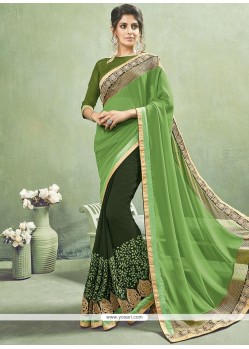 Renowned Green Half N Half Saree