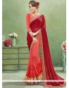 Intricate Faux Georgette Embroidered Work Half N Half Designer Saree