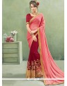 Capricious Faux Chiffon Magenta And Pink Designer Half N Half Saree