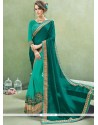 Exceptional Faux Georgette Patch Border Work Half N Half Designer Saree