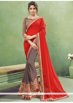 Charming Faux Chiffon Designer Half N Half Saree