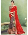 Charming Faux Chiffon Designer Half N Half Saree