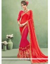 Incredible Hot Pink And Red Classic Designer Saree