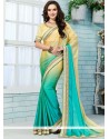 Best Aqua Blue And Yellow Shaded Saree