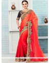 Monumental Faux Chiffon Patch Border Work Shaded Saree