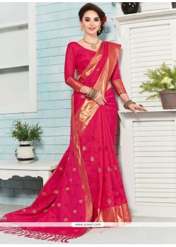 Exceptional Hot Pink Weaving Work Designer Traditional Saree