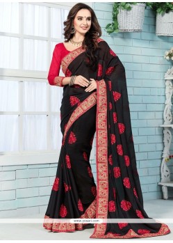 Incredible Faux Crepe Embroidered Work Classic Designer Saree