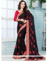 Incredible Faux Crepe Embroidered Work Classic Designer Saree