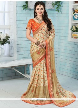 Mystic Faux Chiffon Beige Classic Saree