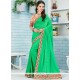 Noble Patch Border Work Green Bhagalpuri Silk Designer Traditional Saree