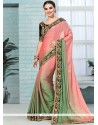 Invaluable Faux Crepe Embroidered Work Shaded Saree