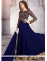 Prepossessing Faux Georgette Lace Work Floor Length Anarkali Suit