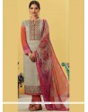 Mesmerizing Cotton Embroidered Work Designer Straight Suit