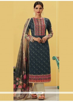 Exciting Embroidered Work Multi Colour Designer Straight Suit