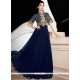 Winsome Resham Work Faux Georgette Navy Blue Designer Gown