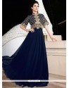 Winsome Resham Work Faux Georgette Navy Blue Designer Gown